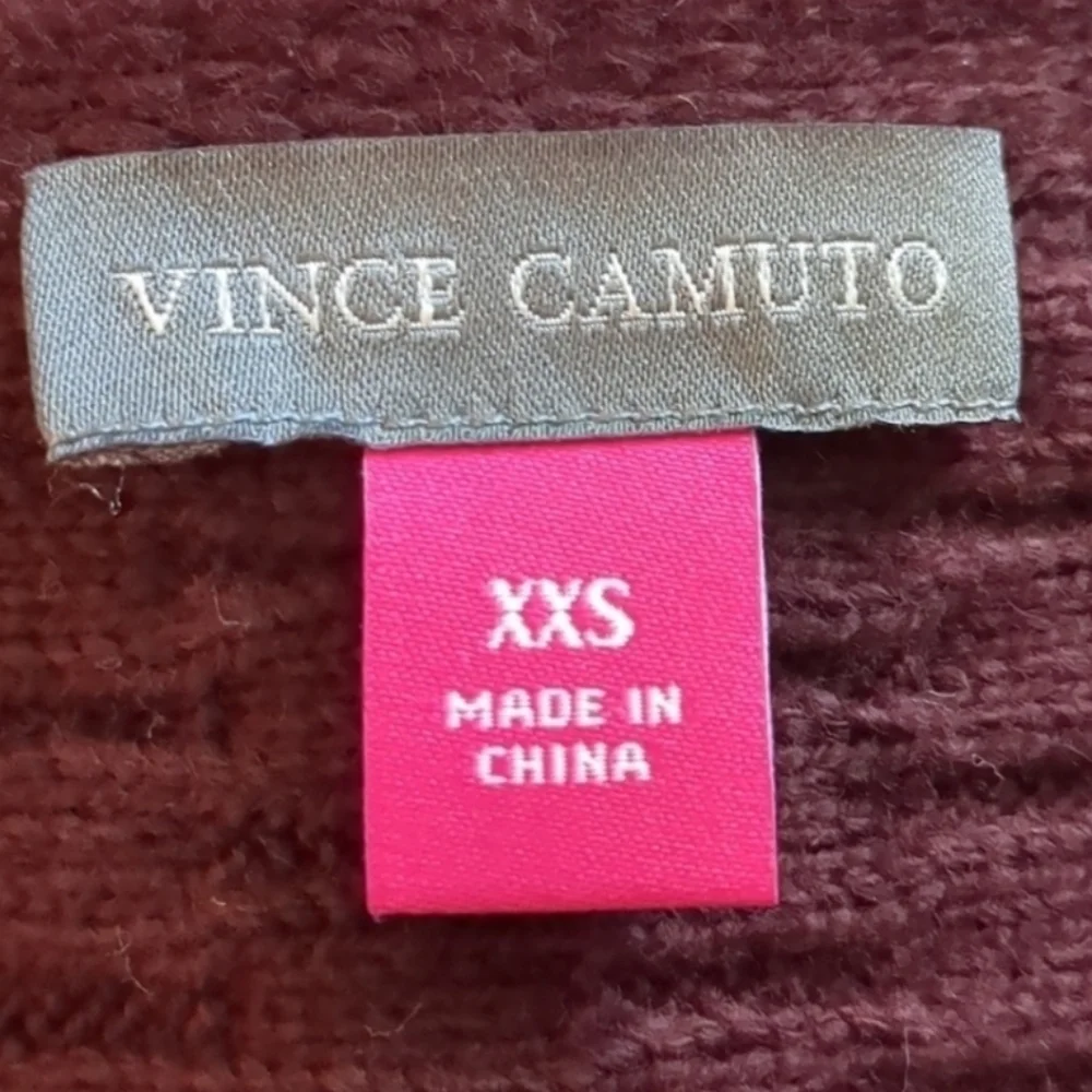 Vince Camuto Port Maroon Basket Weave Knit Wide Neck Sweater size XS